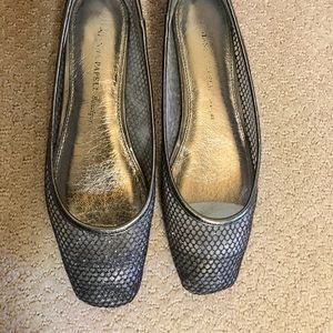 Adrianna Papell Gunmetal Mesh Flats